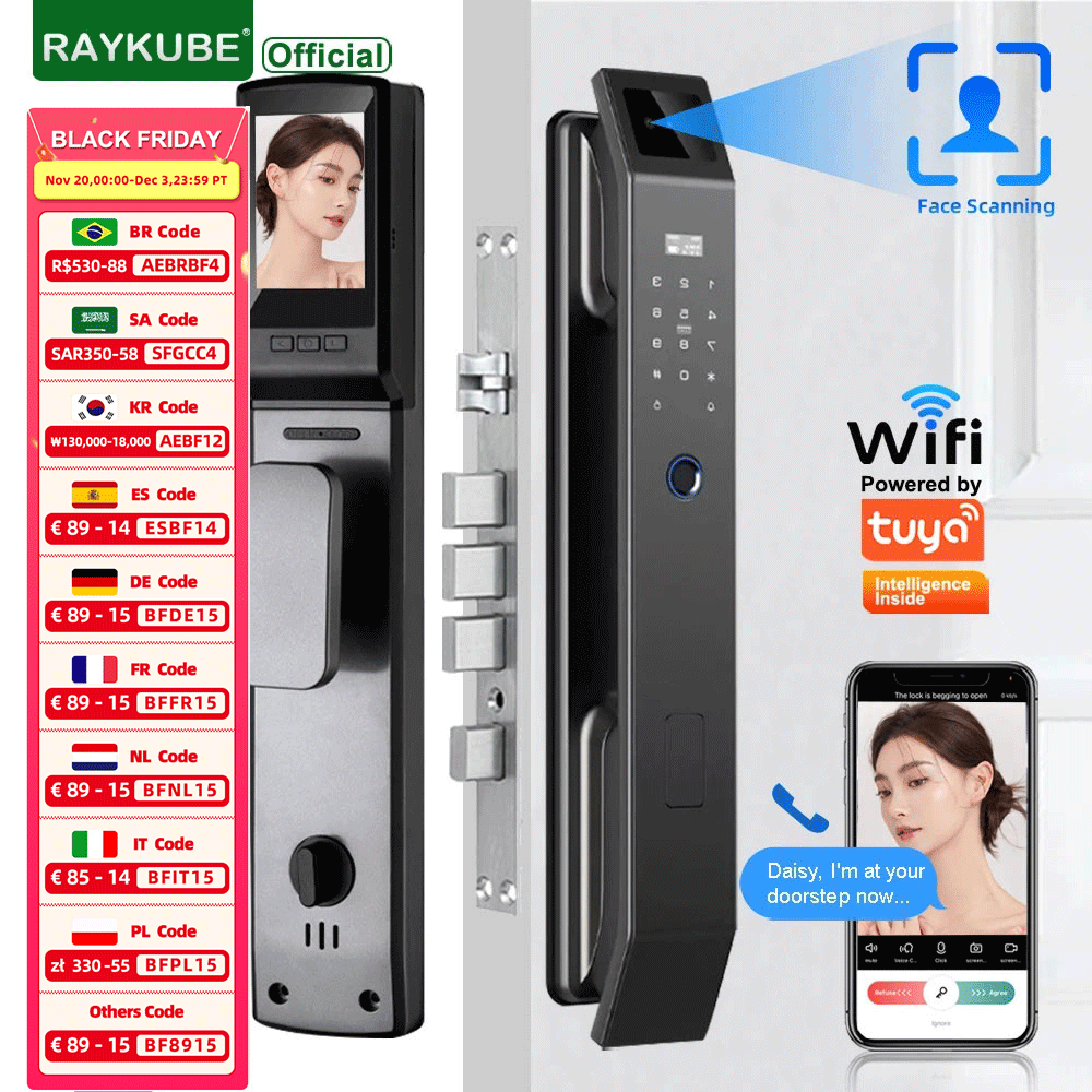 RAYKUBE DF14 Tuya WiFi 3D Face - огляд і ціна Smart Home Door Lock